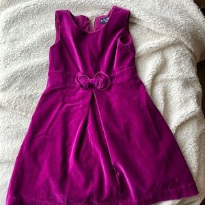 Mini Boden- Girls size 7-8, velvet dress- fushia